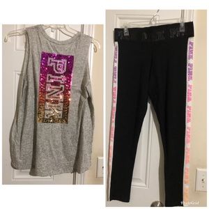 NWT VS Pink Warm Bling Ombré Set Size Large